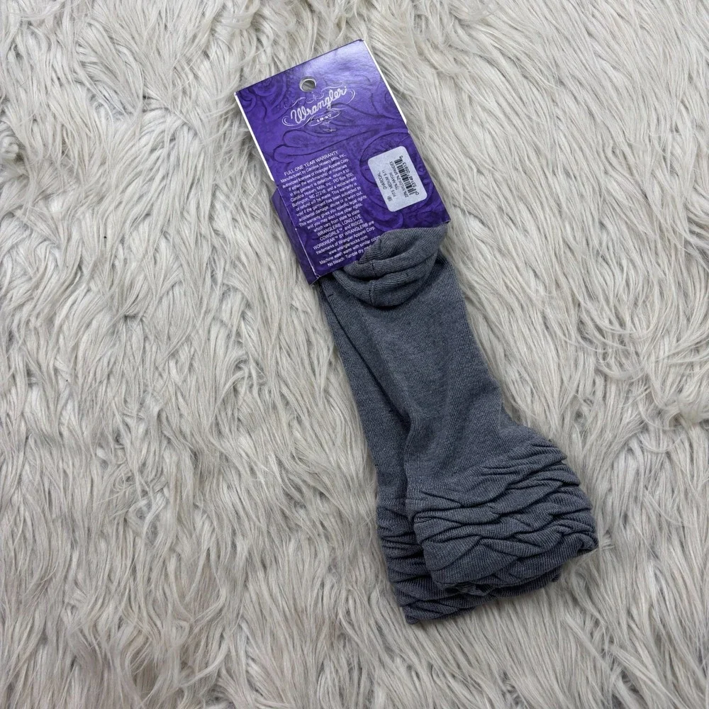 NEW‎ Wrangler Ruffle Top Knee High Socks Gray Women's M 9-11